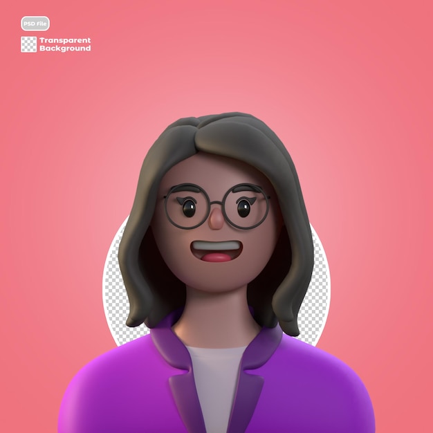 3d cartoon avatar isolated in 3d rendering