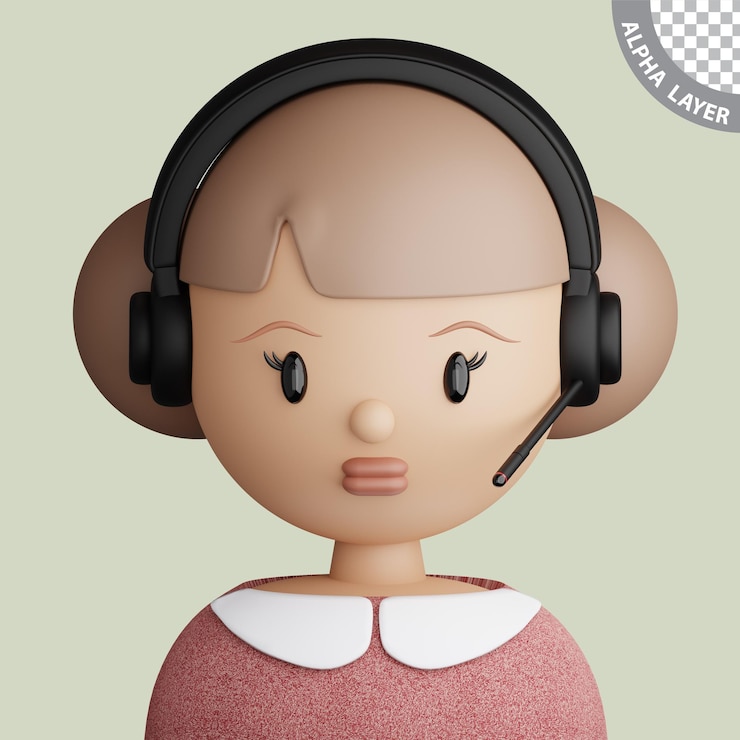 PSD 3d cartoon avatar of pretty woman