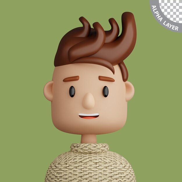 PSD avatar del fumetto 3d dell'uomo sorridente