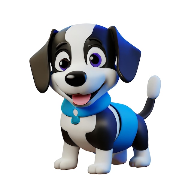 PSD 3d cartoon baby dog smiling high quality render illustration