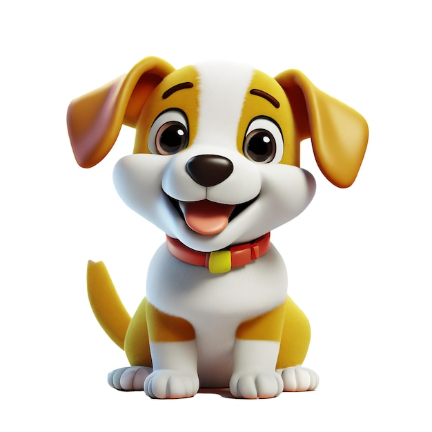 PSD cane bambino di cartoni animati 3d sorridente illustrazione di rendering di alta qualità