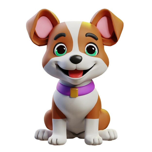 PSD cane bambino di cartoni animati 3d sorridente illustrazione di rendering di alta qualità