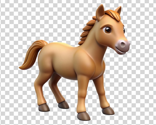 3d cartoon baby horse on transparent background