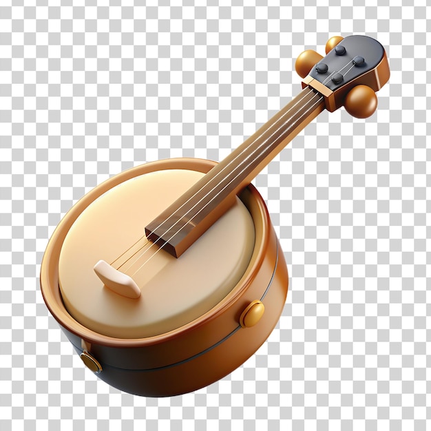 3d cartoon banjo geïsoleerd op een doorzichtige achtergrond