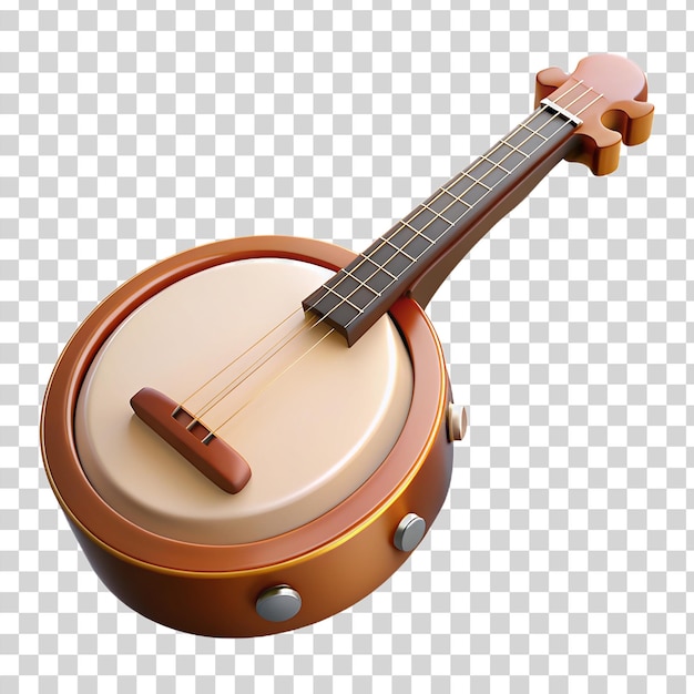 3d cartoon banjo geïsoleerd op een doorzichtige achtergrond