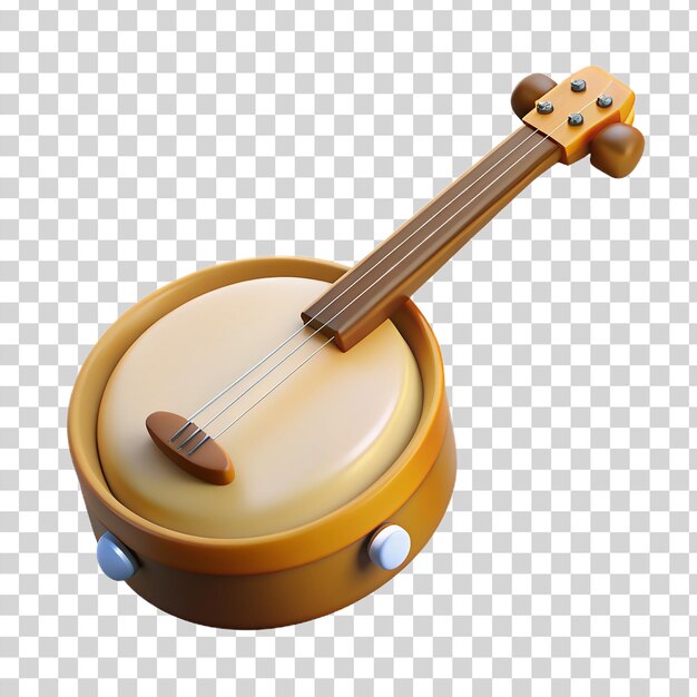 PSD 3d cartoon banjo isolated on transparent background