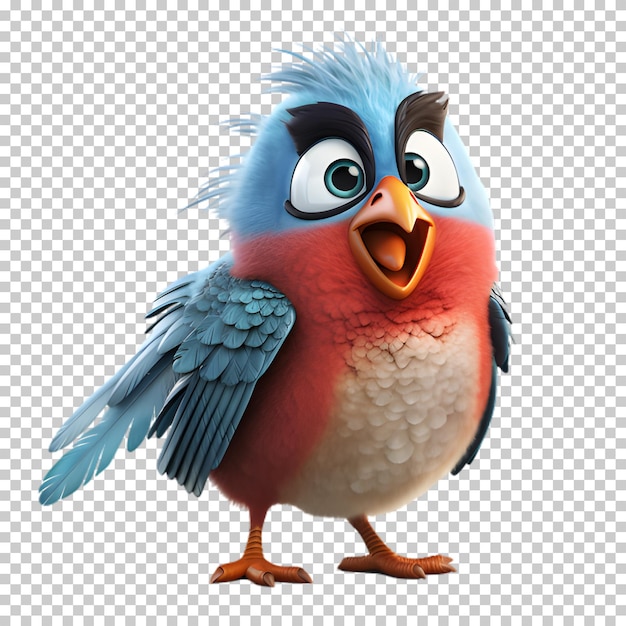 PSD 3d cartoon bird on transparent background