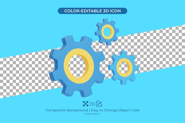 3D cartoon blauwe versnellingen pictogram ontwerp