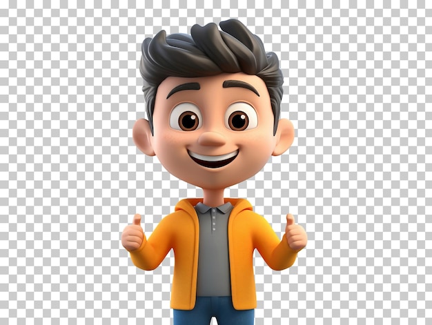 Ritratto sorridente del ragazzo del fumetto 3d isolato su sfondo trasparente png psd
