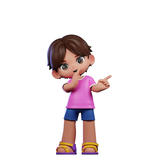 3d Cartoon Boy z różową koszulką Whister to You Pose