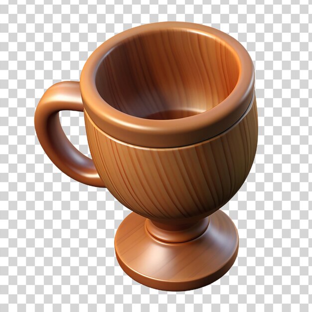 PSD 3d cartoon brown award wooden cup isolated on transparent background