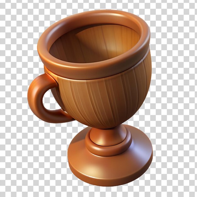 PSD 3d cartoon brown award wooden cup isolated on transparent background