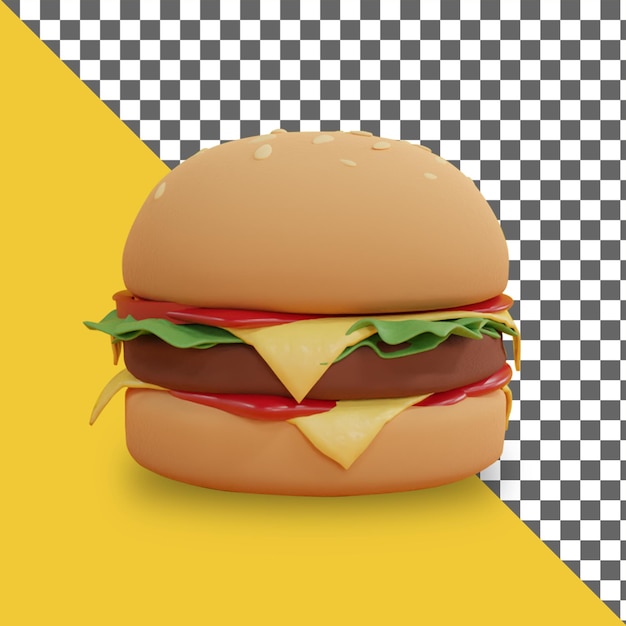 3D Cartoon Burger Render Design