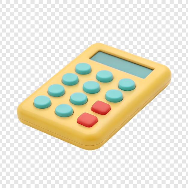 3d cartoon calculator with yellow buttons