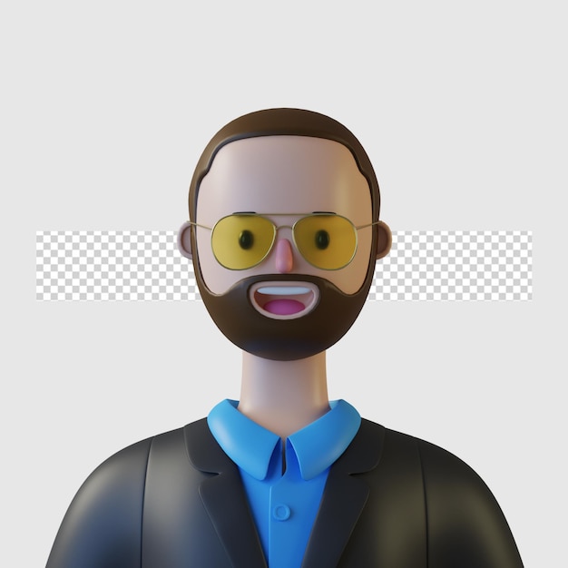 PSD avatar del personaggio dei cartoni animati 3d isolato nel rendering 3d