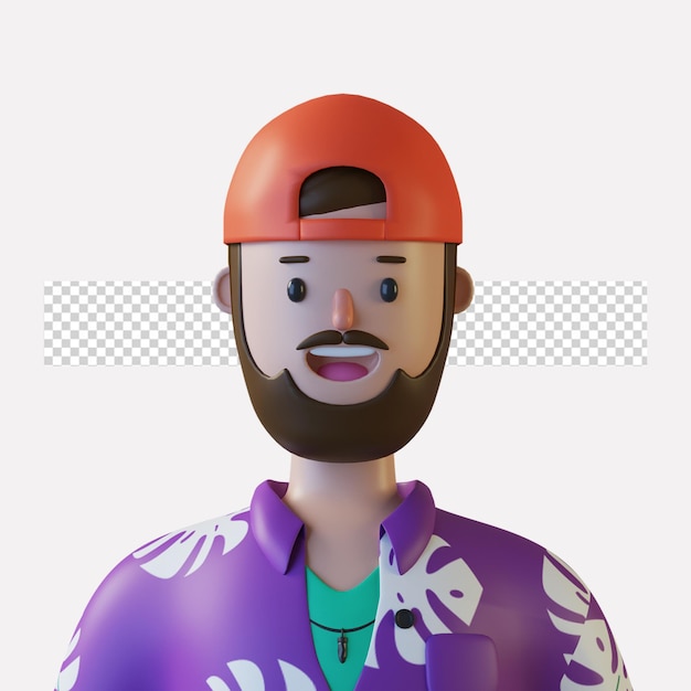 PSD avatar del personaggio dei cartoni animati 3d isolato nel rendering 3d