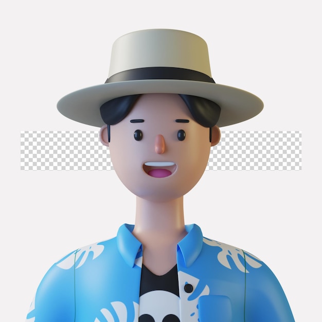 Avatar del personaggio dei cartoni animati 3d isolato nel rendering 3d