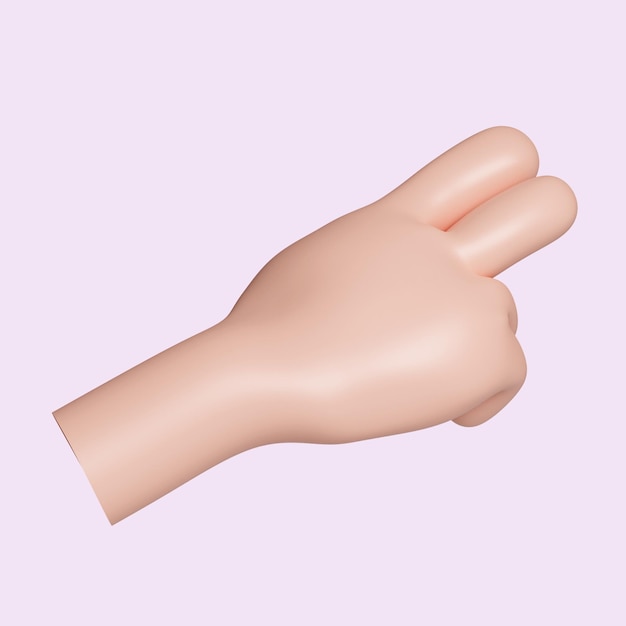3d Cartoon character hand hand gesture icon isolated on pink background 3d rendering illustration Clipping path