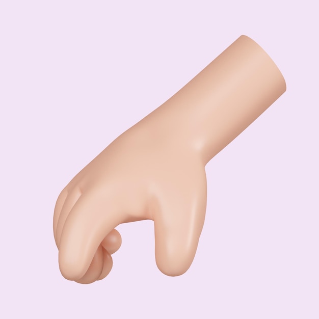 PSD Икона жеста руки персонажа мультфильма изолирована на розовом фоне 3d