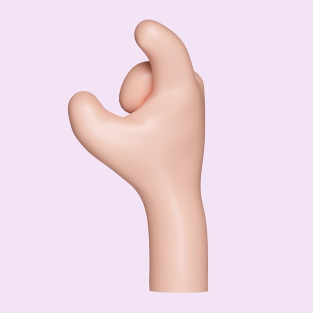 PSD 3d cartoon character hand hand gesture icon isolated on pink background 3d rendering illustration clipping path