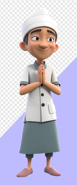 3D cartoon character illustration of a man in Muslim dress