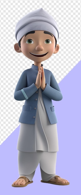 3d cartoon character illustration of a man in muslim dress