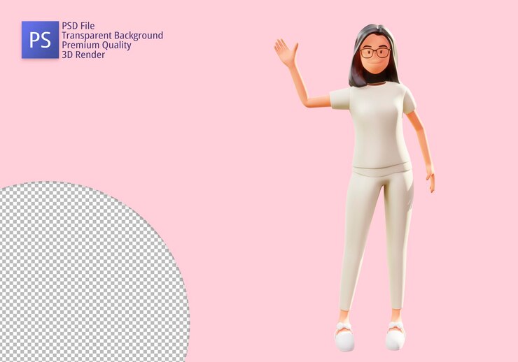 PSD 3d мультипликационный персонаж машет рукой бесплатные psd