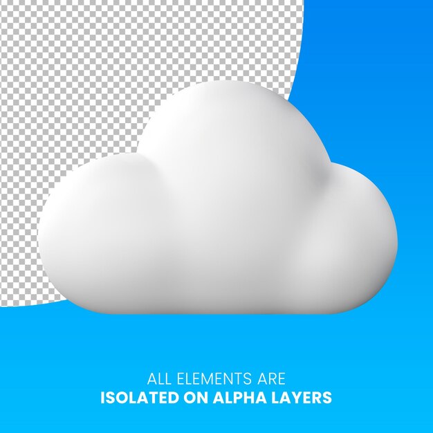 3d cartoon cloud separated from background png