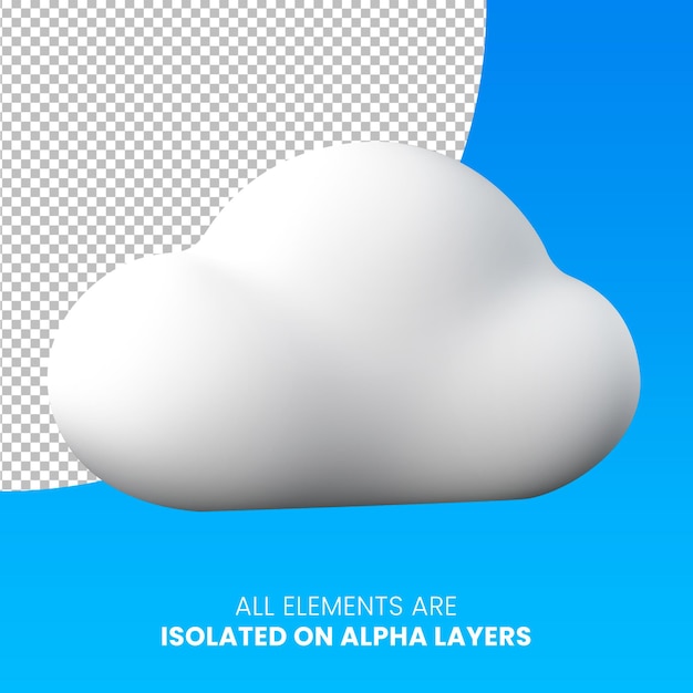 3d cartoon cloud separated from background png