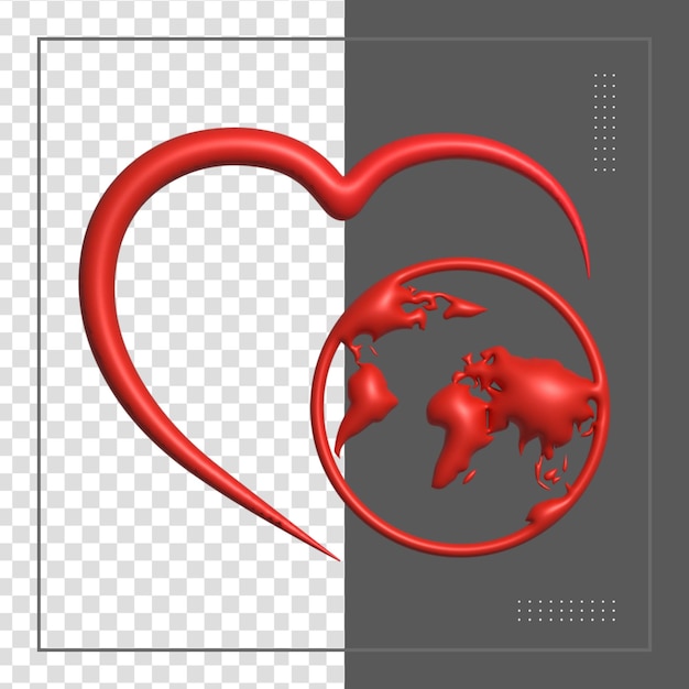 PSD 3d мультяшный красочный в форме сердца 3d визуализация
