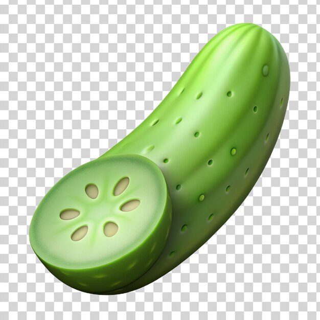 3d cartoon cucumber isolated on transparent background