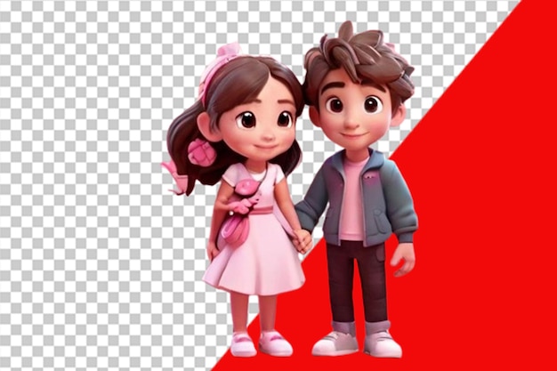 3d cartoon cute romantic couple valentine background