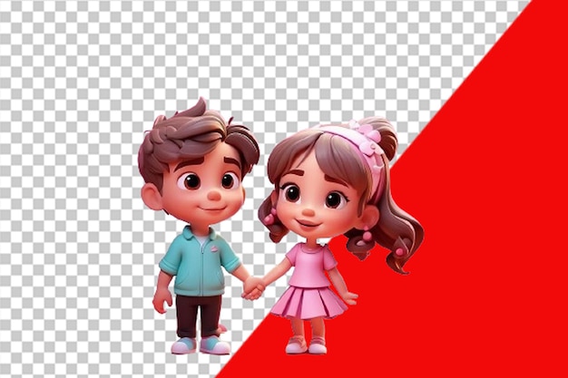 PSD 3d cartoon cute romantic couple valentine background