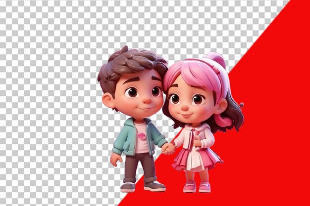 3d cartoon cute romantic couple valentine background