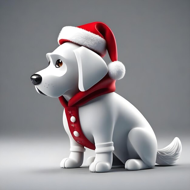 3d cartoon dog portrait in christmas clothes transparent background