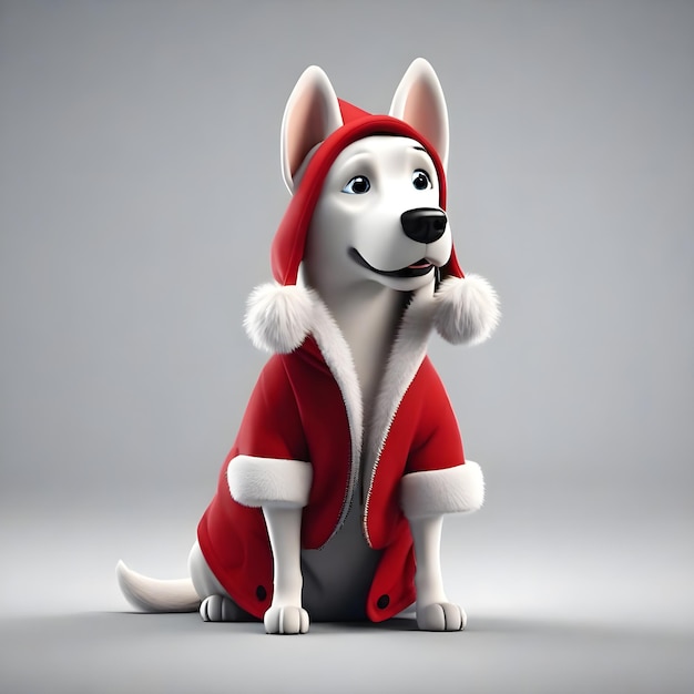 PSD 3d мультфильм портрет собаки в рождественской одежде прозрачный фон