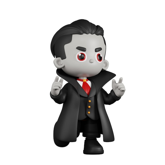 PSD 3d cartoon dracula vampire feeling happy pose