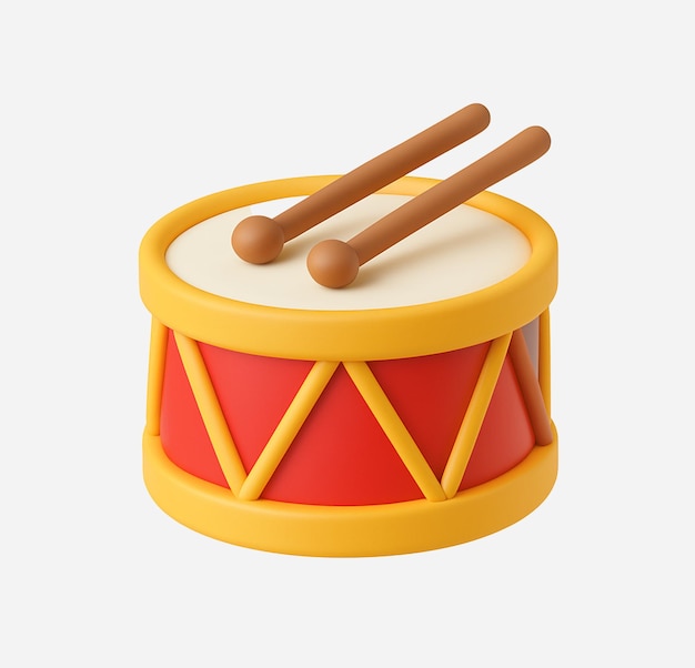 3D Cartoon Drum with Drumsticks