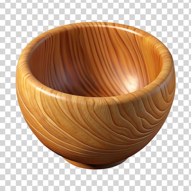 PSD 3d cartoon empty wooden bowl isolated on transparent background