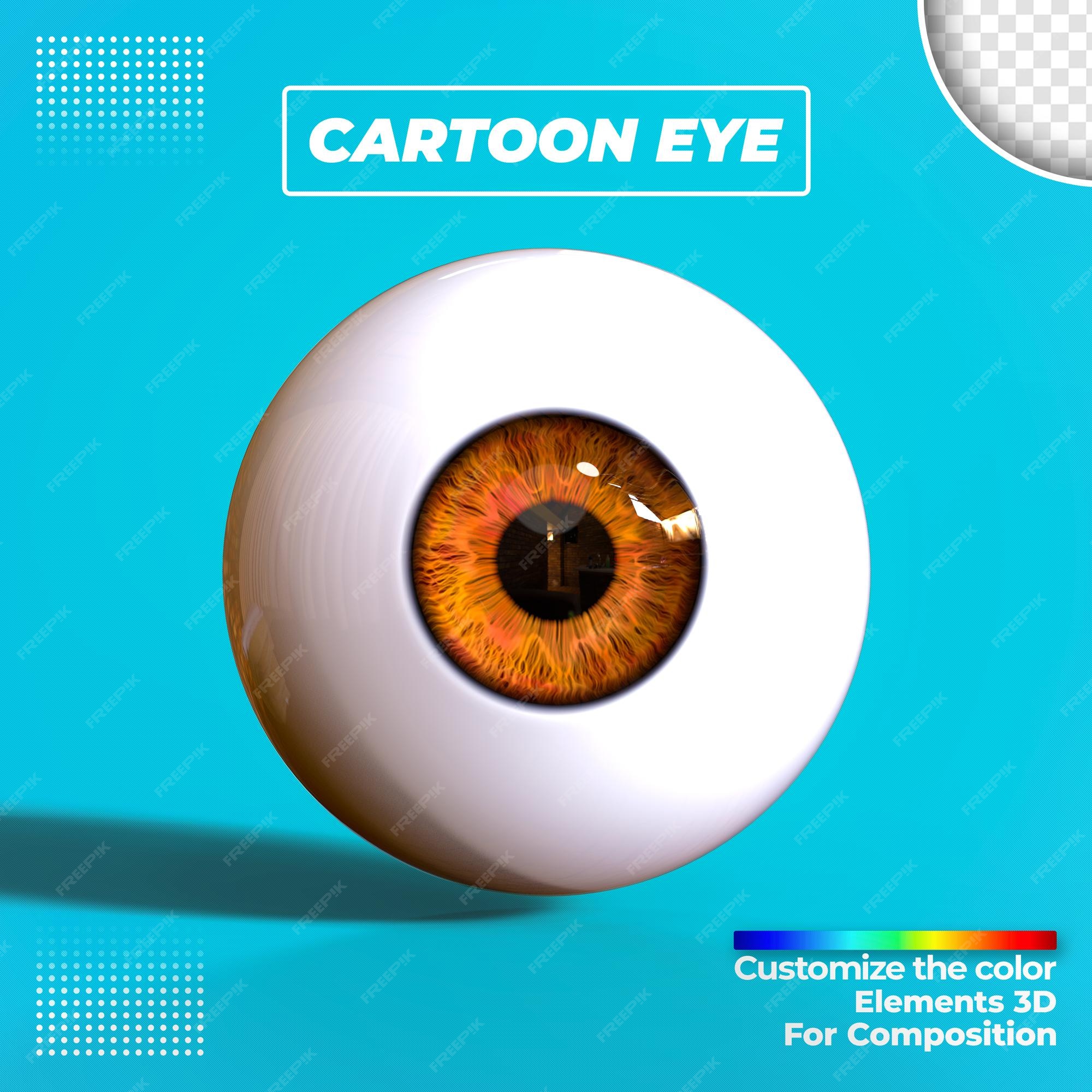 Premium PSD | 3d cartoon eye rendering isolated Premium PSD | 3d cartoon eye rendering isolated