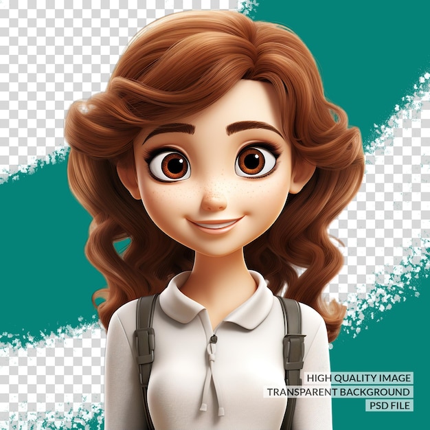 PSD 3d cartoon female 3d png clipart transparent isolated background