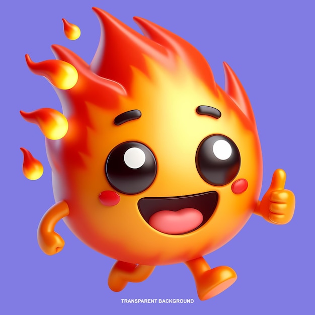 PSD 3d cartoon fire with a smile