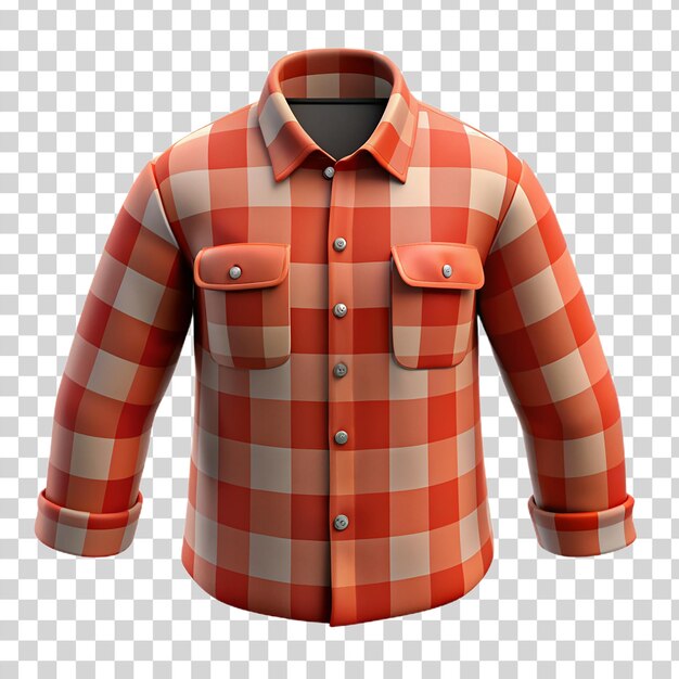 PSD 3d cartoon flannel shirt isolated on transparent background