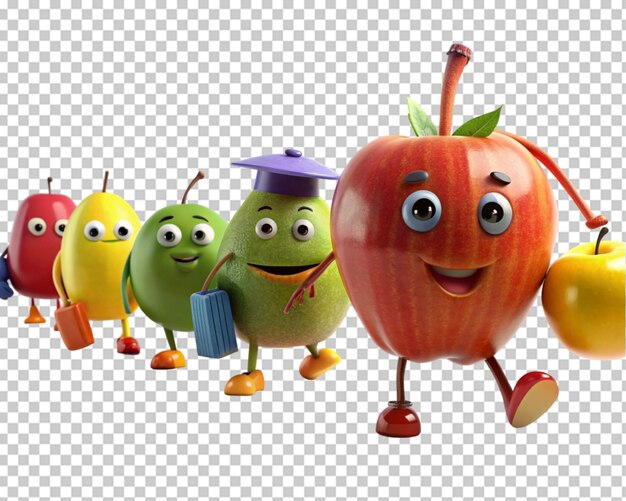 PSD 3d cartoon fruit character holding book