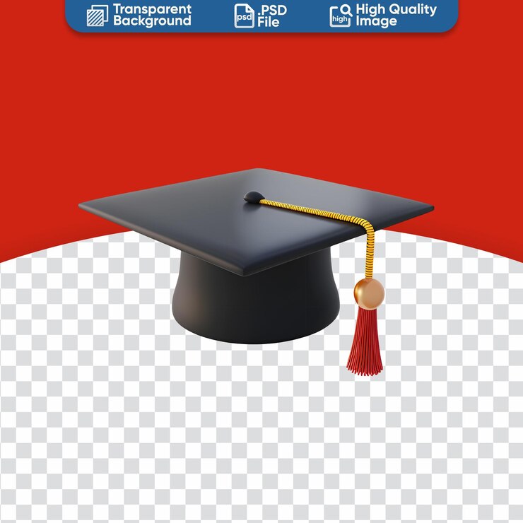 PSD 3d cartoon graduation cap terug naar school bron