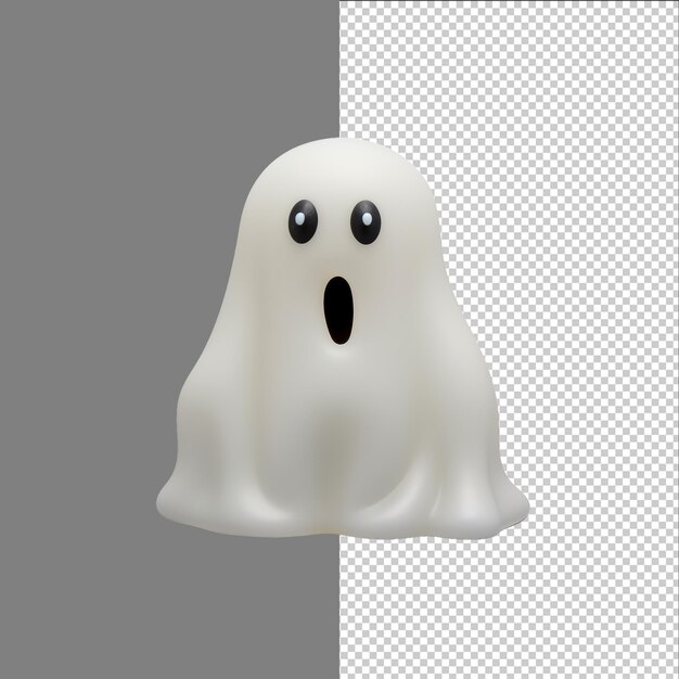 PSD 3d cartoon halloween ghost figure isolated on transparent background png psd