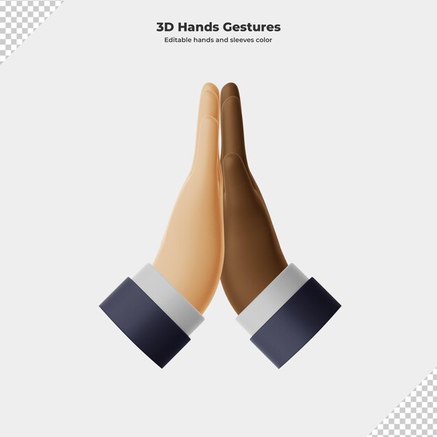 PSD 3d cartoon hand gesture 3d rendering