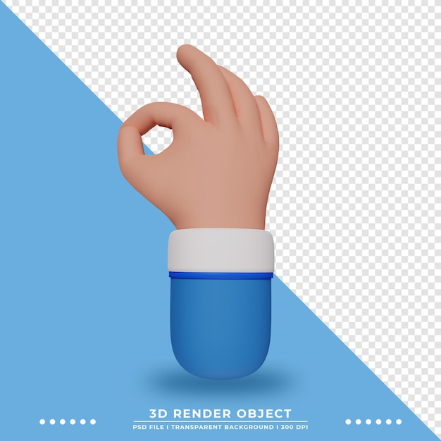 PSD gesto della mano del fumetto 3d con il colore dei vestiti blu e bianco