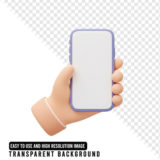 3D мультфильм Рука, держащая смартфон