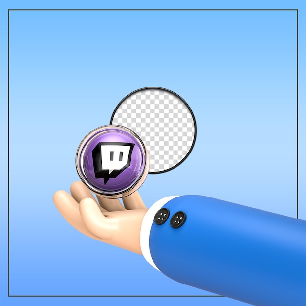 3D Cartoon Hand Holding Twitch Icon download